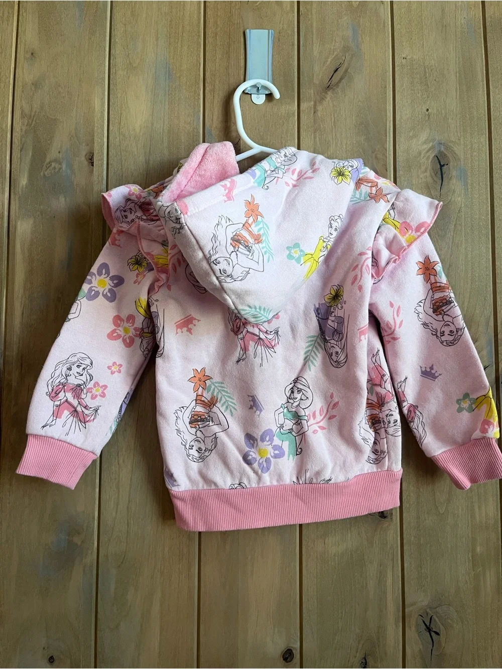 Disney Princess Pink Hooded Zip Top with matching sweat bottoms in size 3T